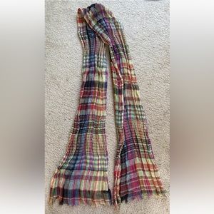 Rare R&D.M.Co Japanese Stretchy Rainbow Plaid striped Long Scarf